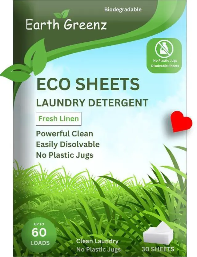 Main image of Laundry Detergent Sheets - Fresh Linen - No Plastic Jug (60 Loads) 30 Sheets