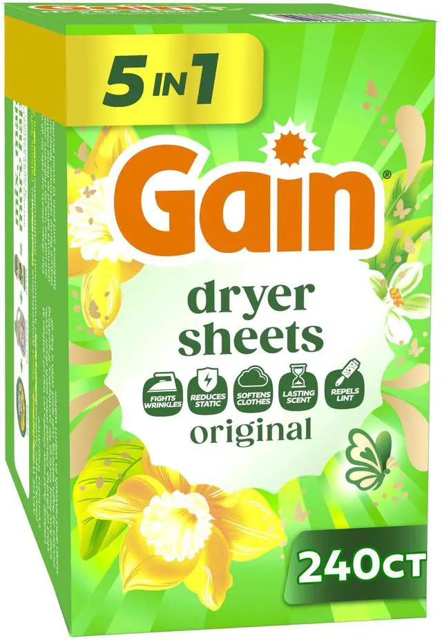 Main image of Laundry Dryer Sheets, Fabric Softener Wrinkle Reducing Anti Static Sheets, Original Scent, 240 Count (Packaging May Vary)