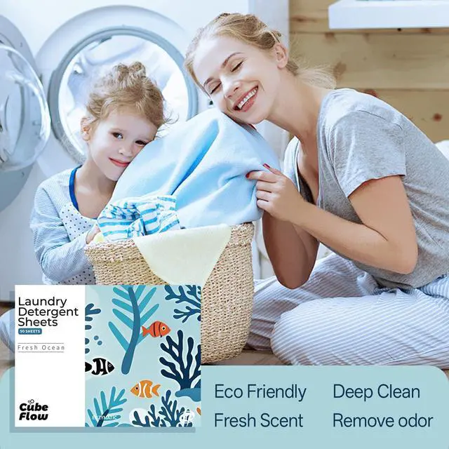 Alt view image 2 of 7 - Laundry Sheets, Ebony Rose Scent - 100 Loads | 72-hour long lasting fragrance, Eco Friendly Sheets | Pre-Measured, Liquidless for Deep Clean | Hypoallergenic (Fresh Ocean)