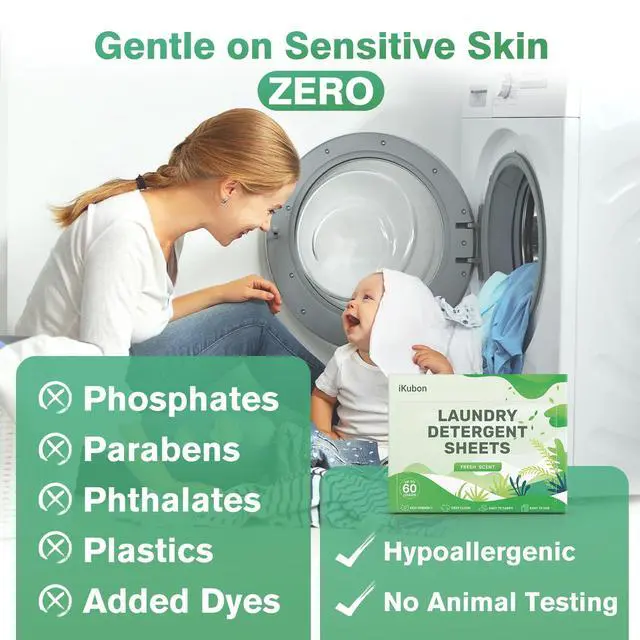 Alt view image 5 of 6 - Laundry Detergent Sheets, Hypoallergenic Laundry Sheets Detergent, Eco Liquidless Laundry Detergent, No Plastic & Easy Carry for Travel/Home/Dorm - Up to 60 Loads - Fresh Scent