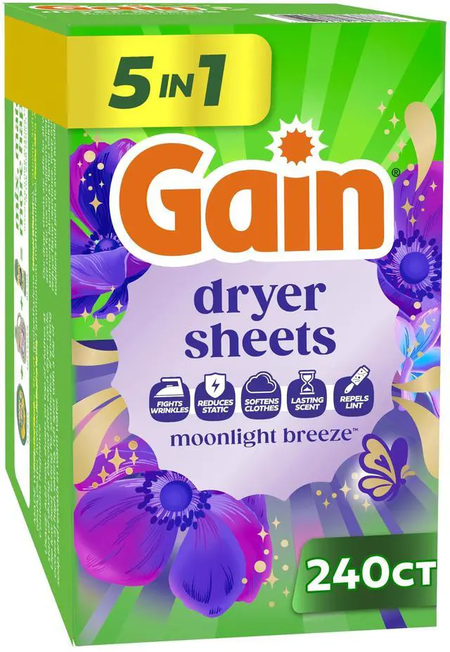 Main image of Laundry Dryer Sheets, Fabric Softener Anti Static Sheets, Moonlight Breeze Scent, 240 Count (Packaging May Vary)