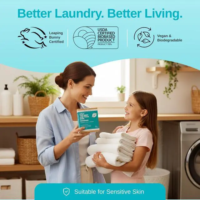 Alt view image 6 of 6 - Laundry Detergent Sheets, Unscented, 50 Sheets | Hypoallergenic, Plant-Based, Travel Laundry Sheets, Coconut & Soapberry Extract, Colors & Whites