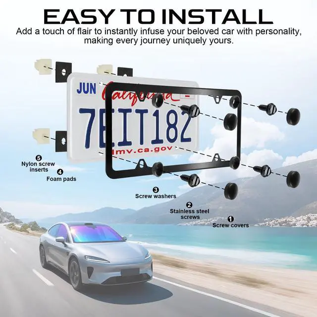 Alt view image 5 of 7 - Rustproof License Plate Screws for Securing License Plates Frames and Covers on Cars and Trucks, 4 Sets Premium Stainless Steel Self Tapping Mounting Bolts (Black Zinc Plated)