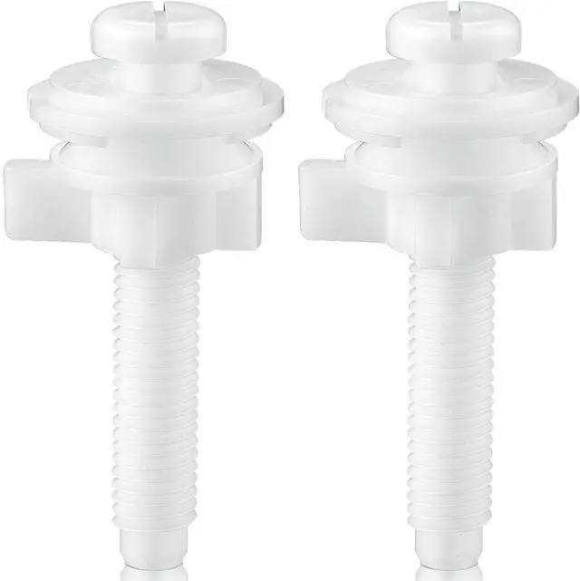 Main image of 2 Pack Toilet Seat Screws Kit, Plastic Bolts Nuts & Washers | Durable plastic bolts, nuts and washers replace worn toilet seat hardware, fit most seats, resist rust, and install easily.