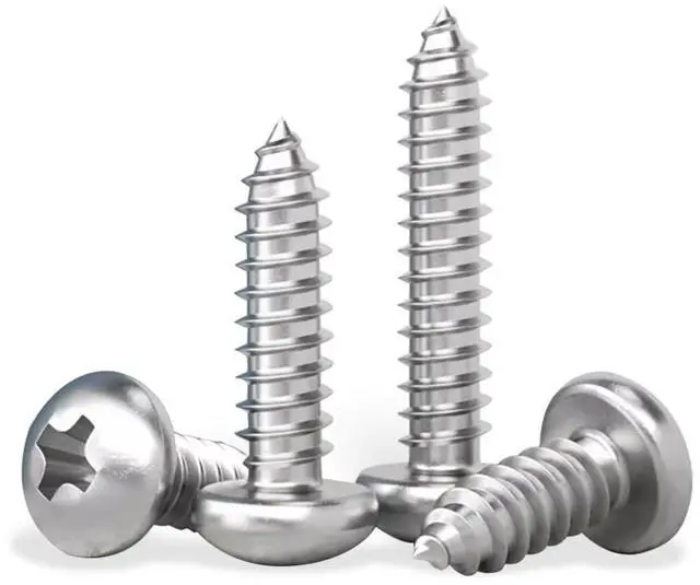 Main image of #4 x 1/2" (100 Pack) Pan Head Phillips Screws Sheet Metal Self-Tapping Screws, 304 Stainless Steel Screw