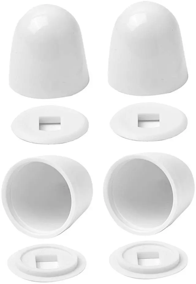 Main image of 4Packs Universal Toilet Bolt Caps, Round Plastic Push-On Toilet Bowl Bolt Caps Covers, with Extra Washers for Easy installation, 1.44 Inch Height, White Color