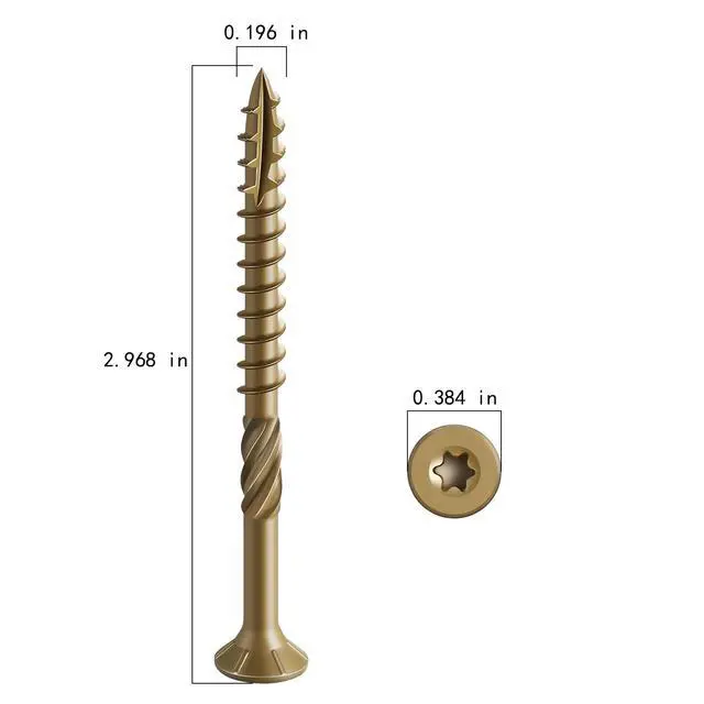 Alt view image 2 of 7 - #10 * 3" Deck Screws, (137pcs) 2 lbs.Exterior Wood Screws, Rust Resistant epoxy Coated, Bronze, T25 Star Bit