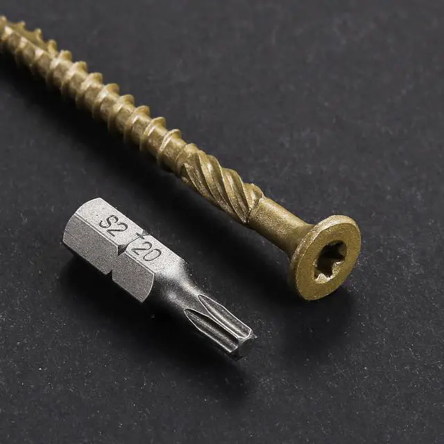 Alt view image 4 of 7 - #10 * 3" Deck Screws, (137pcs) 2 lbs.Exterior Wood Screws, Rust Resistant epoxy Coated, Bronze, T25 Star Bit
