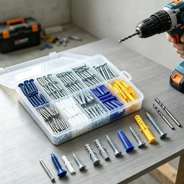 Alt view image 3 of 4 - (270 pcs) Plastic Drywall Wall Anchors Kit with Screws Concrete Screw kit Wall Anchor Set Suitable for Brick and Cement Walls
