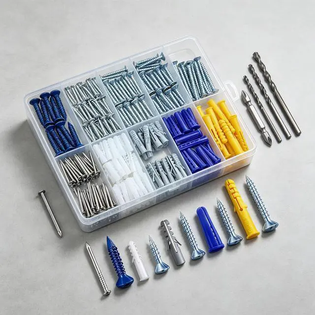 Alt view image 4 of 4 - (270 pcs) Plastic Drywall Wall Anchors Kit with Screws Concrete Screw kit Wall Anchor Set Suitable for Brick and Cement Walls