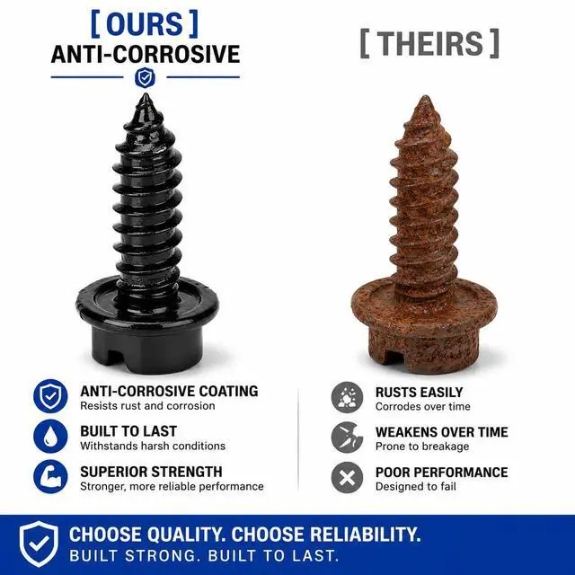 Alt view image 3 of 7 - License Plate Screws with Rustproof Finish - License Plate Screw Kit for Front & Rear Plates - License Plate Bolts for Domestic Vehicles - Stainless Steel Screws for License Plates (4-Pack, Black)