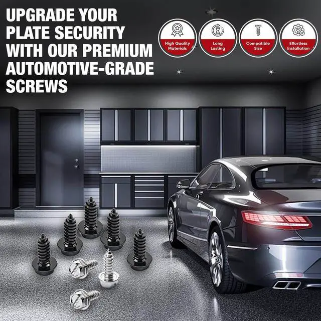 Alt view image 2 of 7 - License Plate Screws with Rustproof Finish - License Plate Screw Kit for Front & Rear Plates - License Plate Bolts for Domestic Vehicles - Stainless Steel Screws for License Plates (4-Pack, Black)