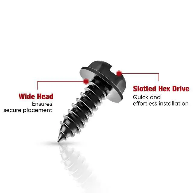 Alt view image 4 of 7 - License Plate Screws with Rustproof Finish - License Plate Screw Kit for Front & Rear Plates - License Plate Bolts for Domestic Vehicles - Stainless Steel Screws for License Plates (4-Pack, Black)