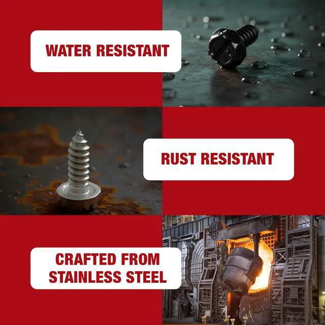 Alt view image 6 of 7 - License Plate Screws with Rustproof Finish - License Plate Screw Kit for Front & Rear Plates - License Plate Bolts for Domestic Vehicles - Stainless Steel Screws for License Plates (4-Pack, Black)