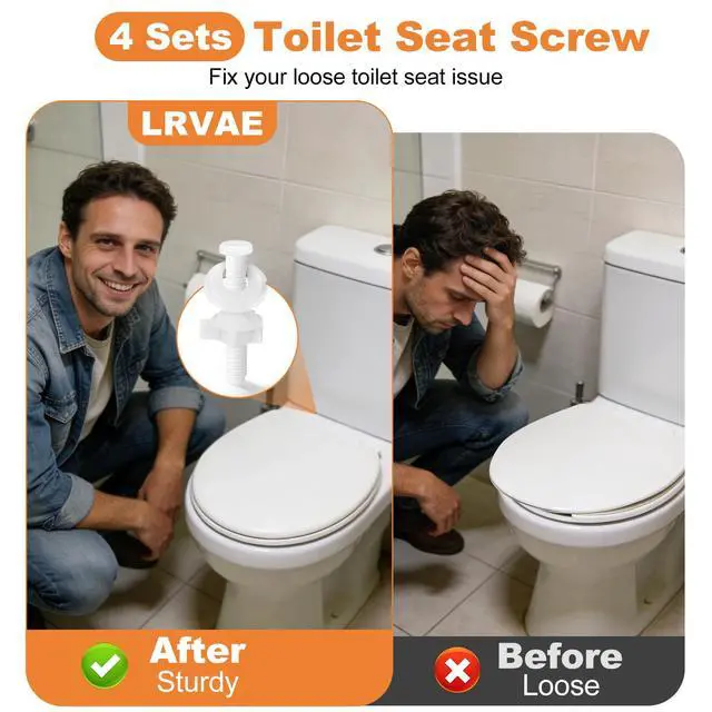 Alt view image 6 of 7 - 4 Pcs Toilet Seat Screws, Including Plastic Bolts, Nuts and Washers, Durable Toilet Lid Bolts Replacement Kit to Fix Loose Top, Sleek 3-in-1 Fasteners Floor Bolts & Washer Sets
