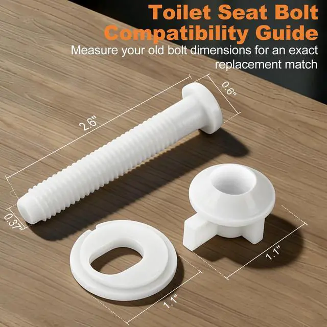 Alt view image 2 of 7 - 4 Pcs Toilet Seat Screws, Including Plastic Bolts, Nuts and Washers, Durable Toilet Lid Bolts Replacement Kit to Fix Loose Top, Sleek 3-in-1 Fasteners Floor Bolts & Washer Sets