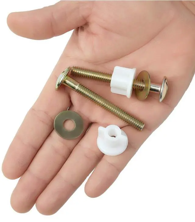Alt view image 2 of 6 - 2Pcs Toilet Seat Screws, Steel Toilet Seat Hinge Bolts and Nuts, Heavy Duty Toilet Seat Fastener with Plastic Nuts and Metal Washers, Toilet Hardware Replacement for Top Mount Toilet Seat Hinges, 1
