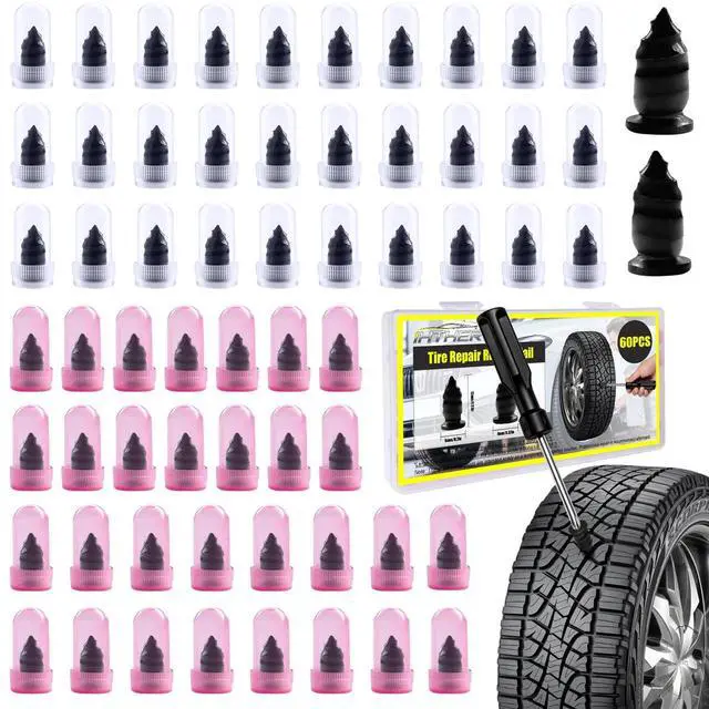 Main image of 61 PCS Tire Plugs Screw Type, Reliable Screw in Tire Repair Plugs with a Screwdriver, Quick Tool Tire Plugs, Screw Tire Plug Kit, Tire patch kit for cars, motorcycles, trucks, tractors, and bicycles