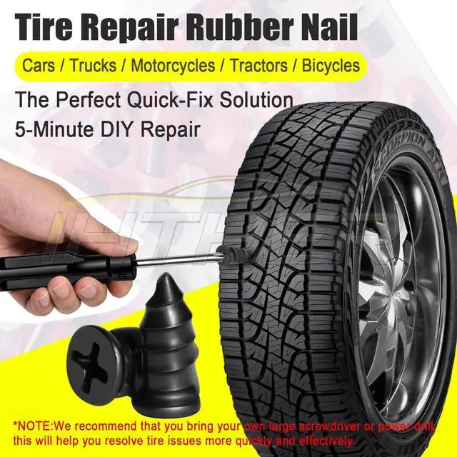 Alt view image 2 of 7 - 61 PCS Tire Plugs Screw Type, Reliable Screw in Tire Repair Plugs with a Screwdriver, Quick Tool Tire Plugs, Screw Tire Plug Kit, Tire patch kit for cars, motorcycles, trucks, tractors, and bicycles