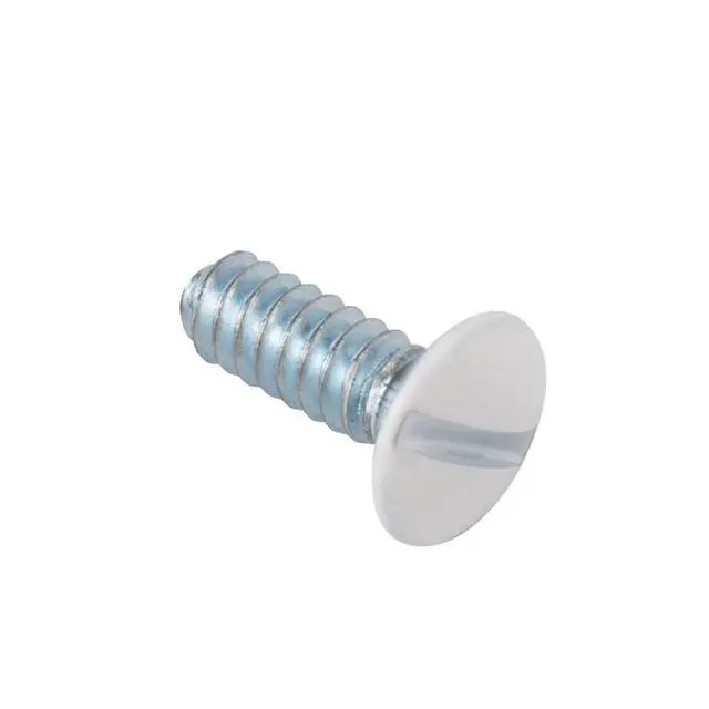 Alt view image 3 of 3 - 3/8" Long 6-32 Thread, Oval Head Milled Slot Replacement Wall Plate Screws, 50 Pack, White