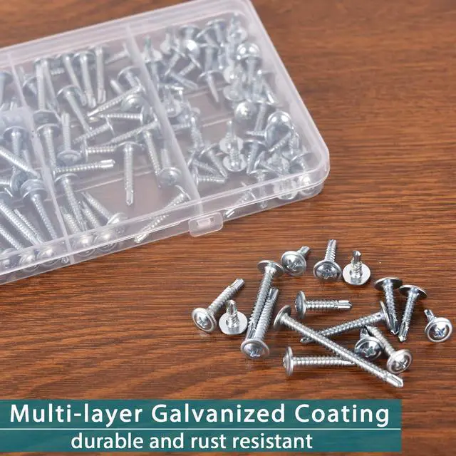 Alt view image 7 of 7 - Self-Tapping Screws Assortment Kit - 140PCS Sheet Metal Screws for Metal Plastic & Wood, Galvanized Self Tapping Screws - 5 Size 1/2" to 2" Self Drilling Screws