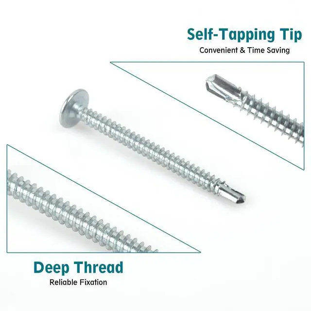 Alt view image 6 of 7 - Self-Tapping Screws Assortment Kit - 140PCS Sheet Metal Screws for Metal Plastic & Wood, Galvanized Self Tapping Screws - 5 Size 1/2" to 2" Self Drilling Screws