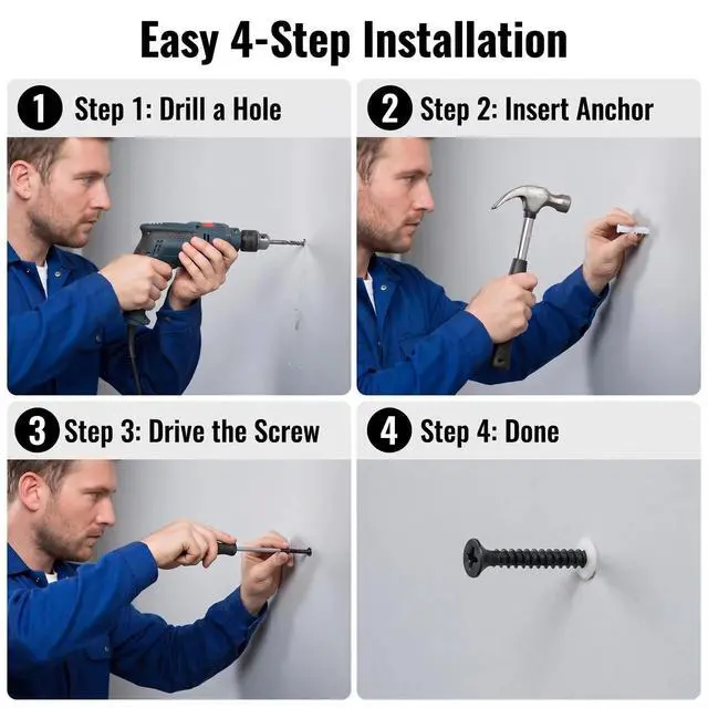 Alt view image 5 of 7 - 230Pcs #6#8 Black Wood Screws Assortment Kit, 9 Sizes 1/2"-2" | Flat head, Phillips, self-tapping, rustproof, 16PC anchors, 1/2,3/4,1,1-1/4,1-1/2,2" for cabinets, furniture, DIY Woodworking