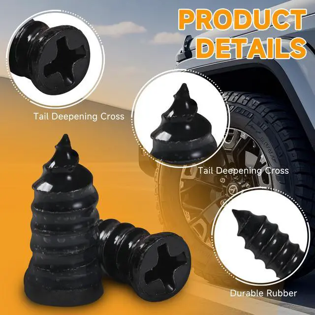 Alt view image 3 of 7 - 60 Pcs Tire Repair Screws, Tire Patch Kit, Screw in Tire Plugs | Quick Tool Tire Plugs, Tire Repair Rubber Nail Kit for Patching Punctures in Vacuum Tires of Cars, Motorcycles (60)