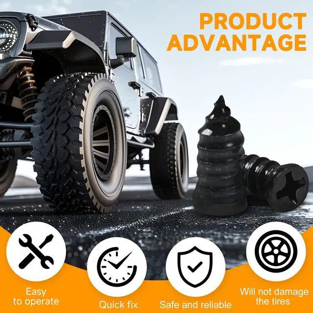 Alt view image 4 of 7 - 60 Pcs Tire Repair Screws, Tire Patch Kit, Screw in Tire Plugs | Quick Tool Tire Plugs, Tire Repair Rubber Nail Kit for Patching Punctures in Vacuum Tires of Cars, Motorcycles (60)