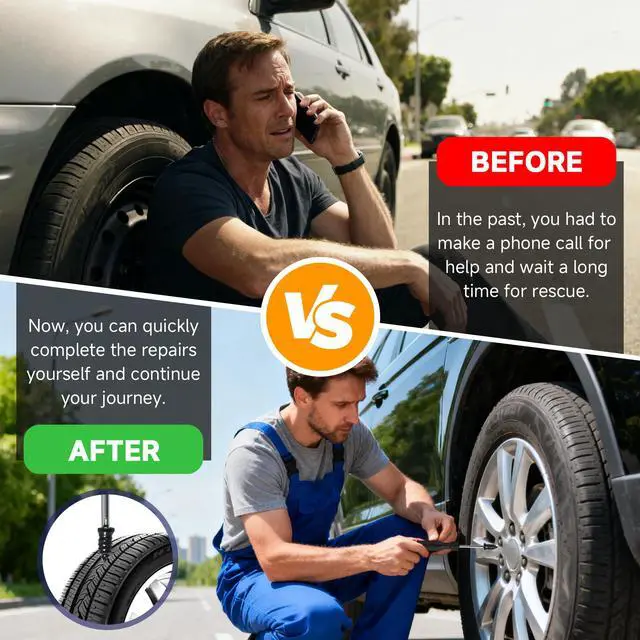 Alt view image 6 of 7 - 60 Pcs Tire Repair Screws, Tire Patch Kit, Screw in Tire Plugs | Quick Tool Tire Plugs, Tire Repair Rubber Nail Kit for Patching Punctures in Vacuum Tires of Cars, Motorcycles (60)