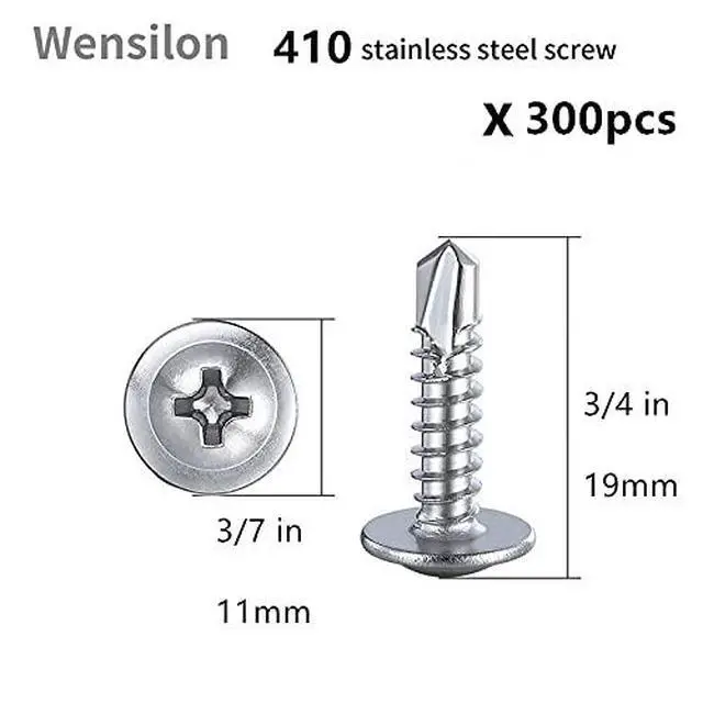 Alt view image 2 of 6 - 300pcs#8×3/4for Sheet Metal Self-Tapping Screws 410 Stainless Steel Truss Head High-Strength Quick Tapping Screws
