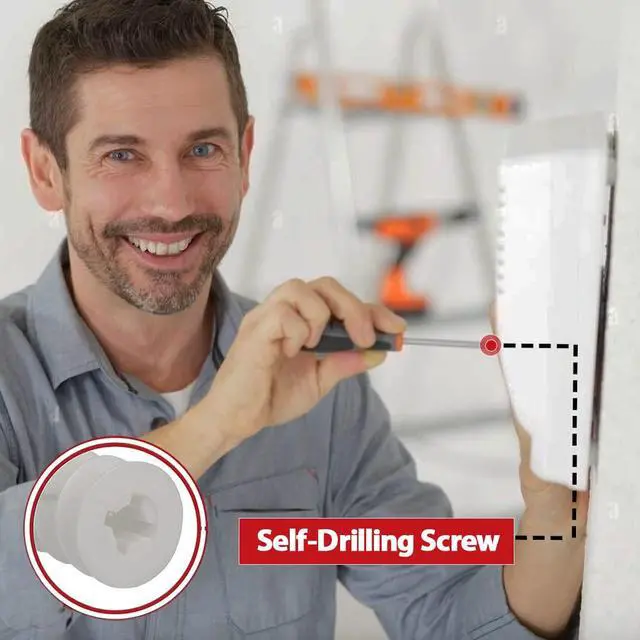 Alt view image 6 of 7 - #8 Self Drilling Drywall Anchors and Screws Assortment Kit (20) | #8 x 1-1/4" Superb Wall Anchors Hold Up to 75lbs, No Drill Hole Required for Drywall Screws & Anchors Installation
