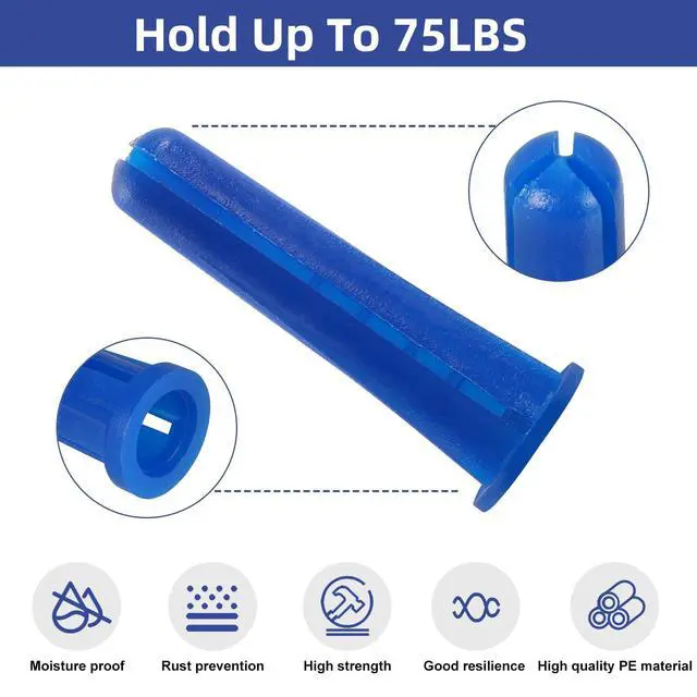Alt view image 3 of 6 - 180PCS Conical Concrete Anchors and Screws Assortment Kit, 90PCS Concrete Wall Anchors, 90PCS Self Tapping Screws for Masonry Stucco Brick Cement Cinder Block Tile, with 2PCS Drill Bit