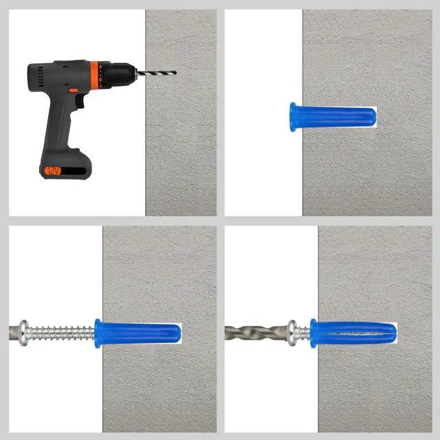 Alt view image 5 of 6 - 180PCS Conical Concrete Anchors and Screws Assortment Kit, 90PCS Concrete Wall Anchors, 90PCS Self Tapping Screws for Masonry Stucco Brick Cement Cinder Block Tile, with 2PCS Drill Bit