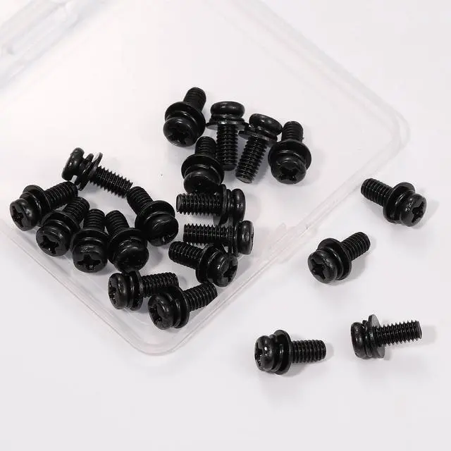 Main image of 20 PCS Vesa Screws, VESA Compatible M4x10mm TV/Monitor Wall Mount Screws for 75x75mm and 100x100mm Brackets. Phillips Head M4 x 10mm Black with Washers
