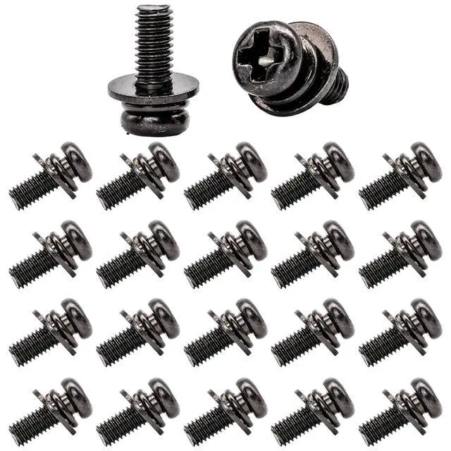Alt view image 2 of 7 - 20 PCS Vesa Screws, VESA Compatible M4x10mm TV/Monitor Wall Mount Screws for 75x75mm and 100x100mm Brackets. Phillips Head M4 x 10mm Black with Washers