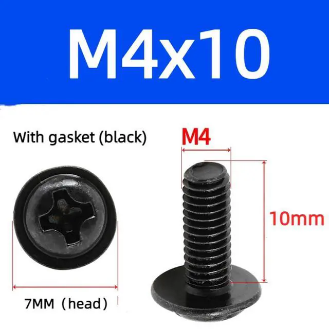 Alt view image 3 of 7 - 20 PCS Vesa Screws, VESA Compatible M4x10mm TV/Monitor Wall Mount Screws for 75x75mm and 100x100mm Brackets. Phillips Head M4 x 10mm Black with Washers