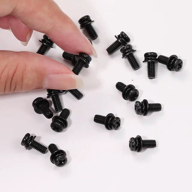 Alt view image 4 of 7 - 20 PCS Vesa Screws, VESA Compatible M4x10mm TV/Monitor Wall Mount Screws for 75x75mm and 100x100mm Brackets. Phillips Head M4 x 10mm Black with Washers