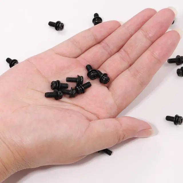 Alt view image 5 of 7 - 20 PCS Vesa Screws, VESA Compatible M4x10mm TV/Monitor Wall Mount Screws for 75x75mm and 100x100mm Brackets. Phillips Head M4 x 10mm Black with Washers