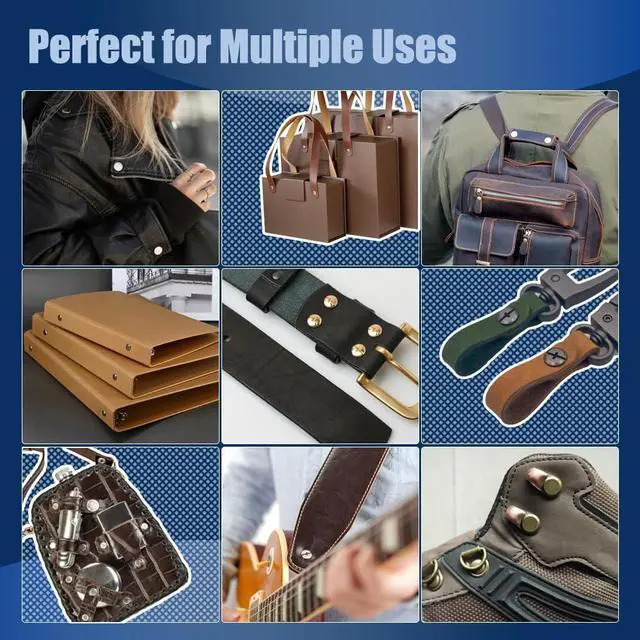 Alt view image 6 of 6 - 130 Sets Gunmetal Black Chicago Screws Leather Rivets Kit, 7 Sizes (M5*4,5,6,8,10,12,15) & 3 Screw Lengths (M4*3,4,5) for Belts, Bookbinding, DIY Leather