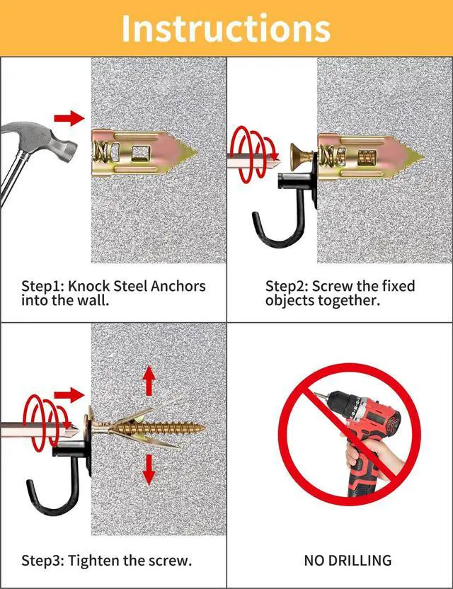 Alt view image 3 of 7 - 3 Sizes Self Drilling Drywall Anchors Kit with Screws Heavy Duty | 120PCS Metal Drywall Anchors, Expansion Grip Anchors for Sheetrock, Shelves, Mirrors, Picture Frames & Wall Decor