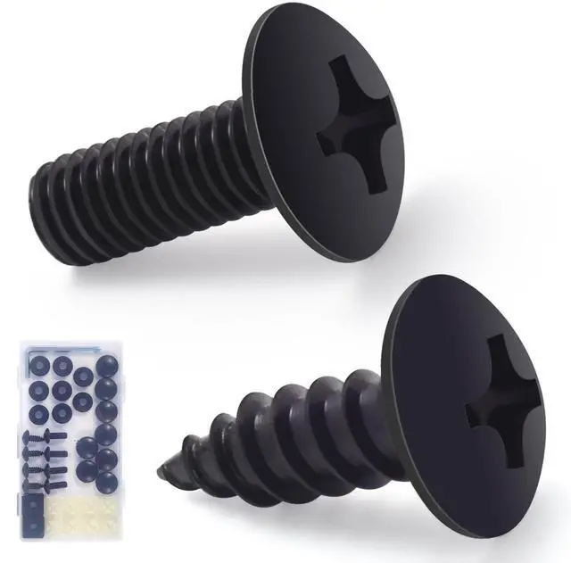 Main image of 8 Sets Black License Plate Screws - Updated Rustproof Stainless Steel License Plate Bolts, Premium Screw Kit for License Plates Frames on Cars