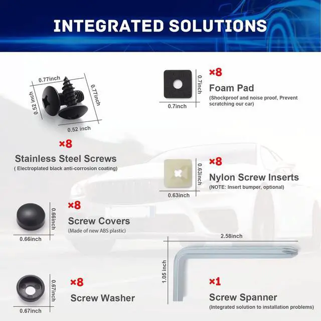 Alt view image 3 of 7 - 8 Sets Black License Plate Screws - Updated Rustproof Stainless Steel License Plate Bolts, Premium Screw Kit for License Plates Frames on Cars