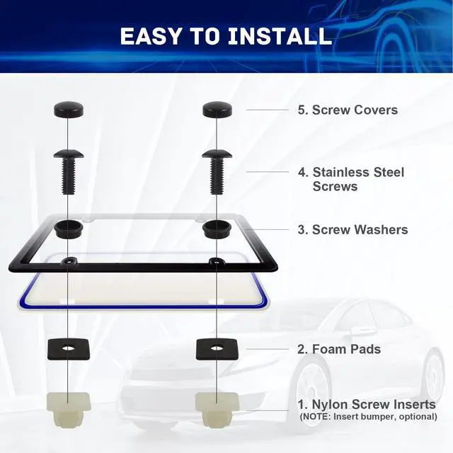 Alt view image 5 of 7 - 8 Sets Black License Plate Screws - Updated Rustproof Stainless Steel License Plate Bolts, Premium Screw Kit for License Plates Frames on Cars