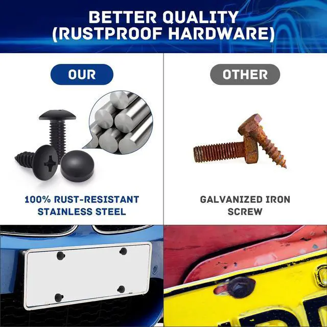 Alt view image 6 of 7 - 8 Sets Black License Plate Screws - Updated Rustproof Stainless Steel License Plate Bolts, Premium Screw Kit for License Plates Frames on Cars