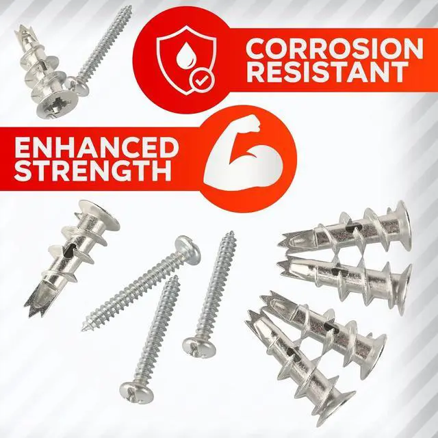 Alt view image 5 of 7 - 20Pcs Zinc Self Drilling Drywall Anchors and Screws Kit #8 | #8 x 1-1/4" Metal Wall Anchors Hold Up to 50lbs, No Drill Hole Required for Heavy Duty Drywall Screws & Anchors Installation.