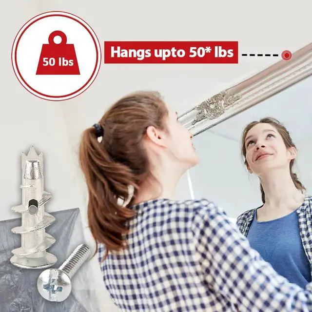 Alt view image 6 of 7 - 20Pcs Zinc Self Drilling Drywall Anchors and Screws Kit #8 | #8 x 1-1/4" Metal Wall Anchors Hold Up to 50lbs, No Drill Hole Required for Heavy Duty Drywall Screws & Anchors Installation.