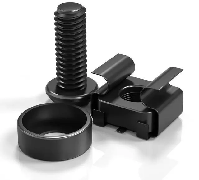 Main image of 50 PACK M6 x 16mm Rack Mount Cage Nuts, Screws and Washers for Rack Mount Server Cabinet, Rack Mount Server Shelves, Routers, Rack Mount Screws and Square Insert Nuts, Self-Locking Cable Ties for Free