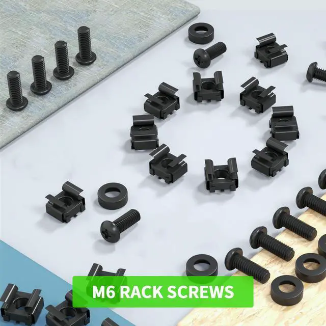 Alt view image 7 of 7 - 50 PACK M6 x 16mm Rack Mount Cage Nuts, Screws and Washers for Rack Mount Server Cabinet, Rack Mount Server Shelves, Routers, Rack Mount Screws and Square Insert Nuts, Self-Locking Cable Ties for Free