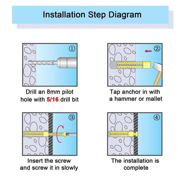 Alt view image 3 of 6 - 20Pack Hollow Wall Anchors with Screws, Loose Hinge Hole Repair Kits | Ideal for Door Hinge Repair, Anchors Heavy Duty for Concrete Wall, Hollow-Wall, Wooden Wall(6x32mm)